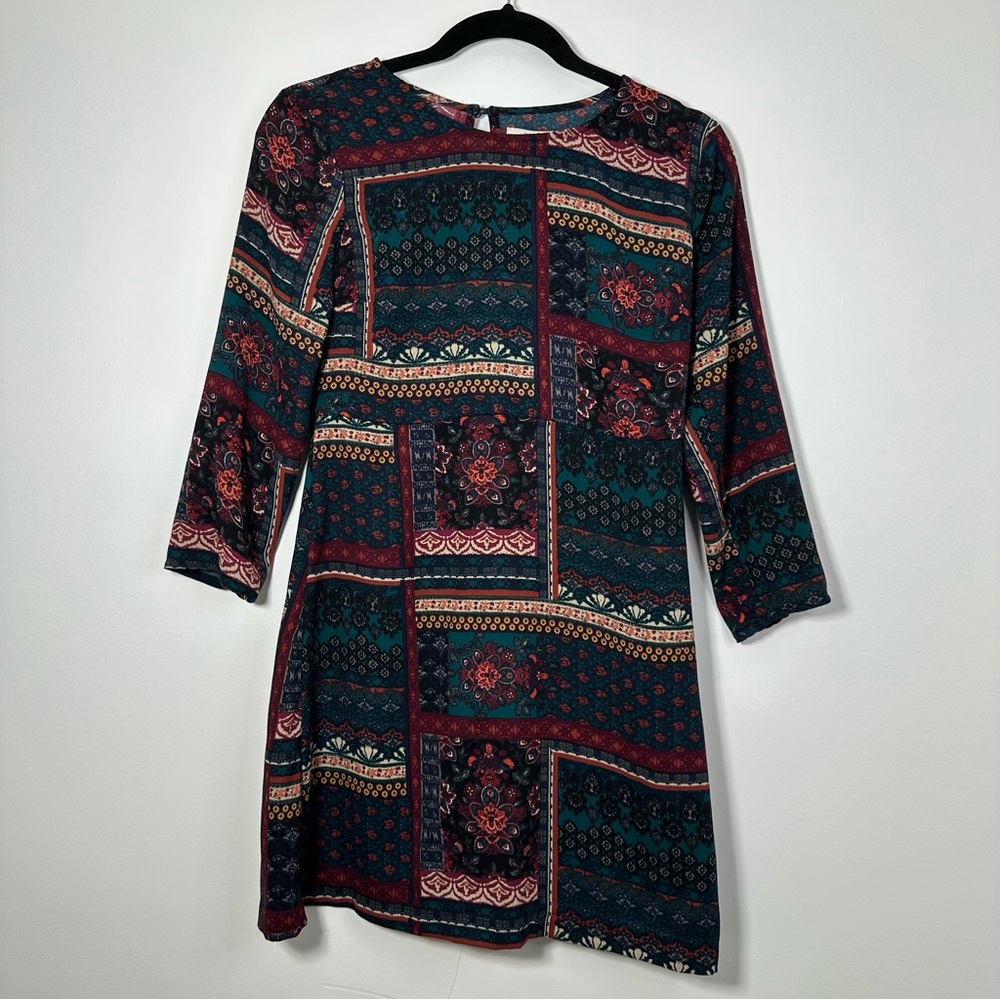 Abercrombie & Fitch Women’s Aztec Geometric Print 3/4 Sleeve Mini Dress Size S